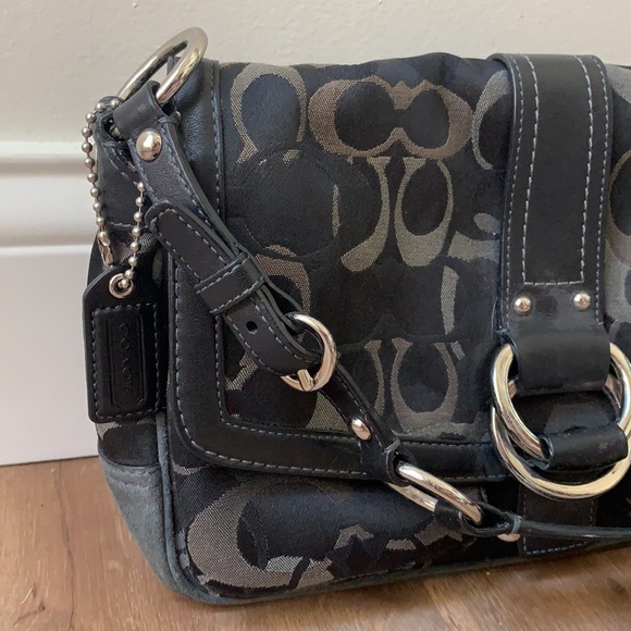 Coach Black Signature Optic C Satchel Bag - Picture 2 of 13